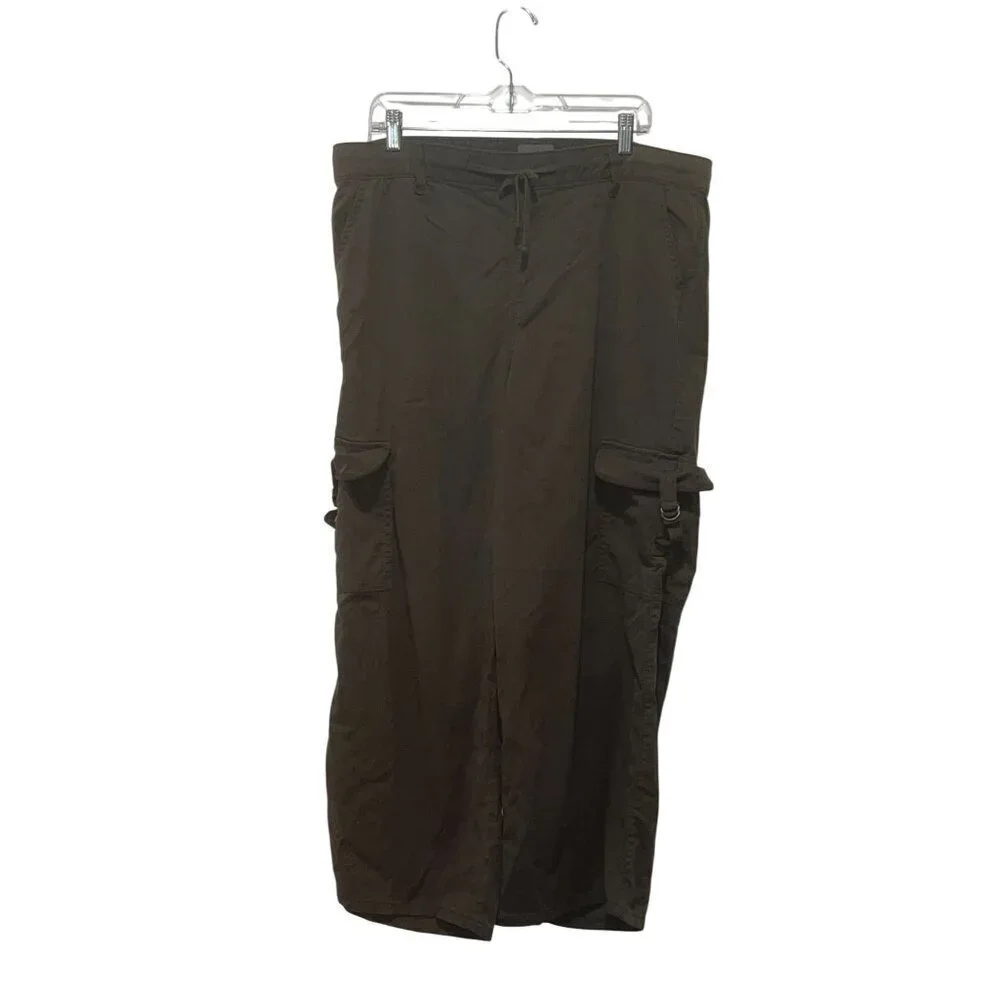 Torrid Olive Cargo Adjustable Waist Lightweight Cotton Blend Women's Pants Size